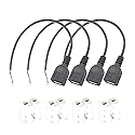 ELNONE Short Charging USB 2 Wire Pigtail Cable (4 Pack 12 Inch) 30cm 22AWG 3A Black USB Female 2 Wire Power Cable Pigtail Cord Connectors with Quick
