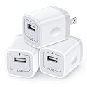 USB Plug Wall Adapter for iPhone,1A/5V Single Port Phone Wall Charger Block Charging Cube Box Brick 3 Pack for iPhone 17e/15 Pro