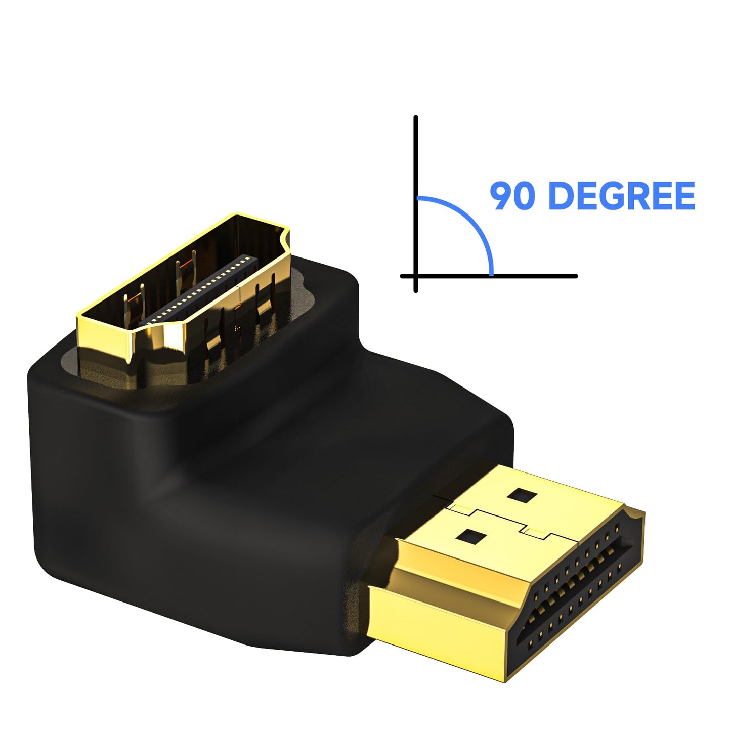 VCE HDMI 90 Degree Adapter 2-Pack, Right Angle HDMI Adapter Male to Female L-Shape Connector with 4K@60Hz, 3D for TV Stick, HDTV, PC