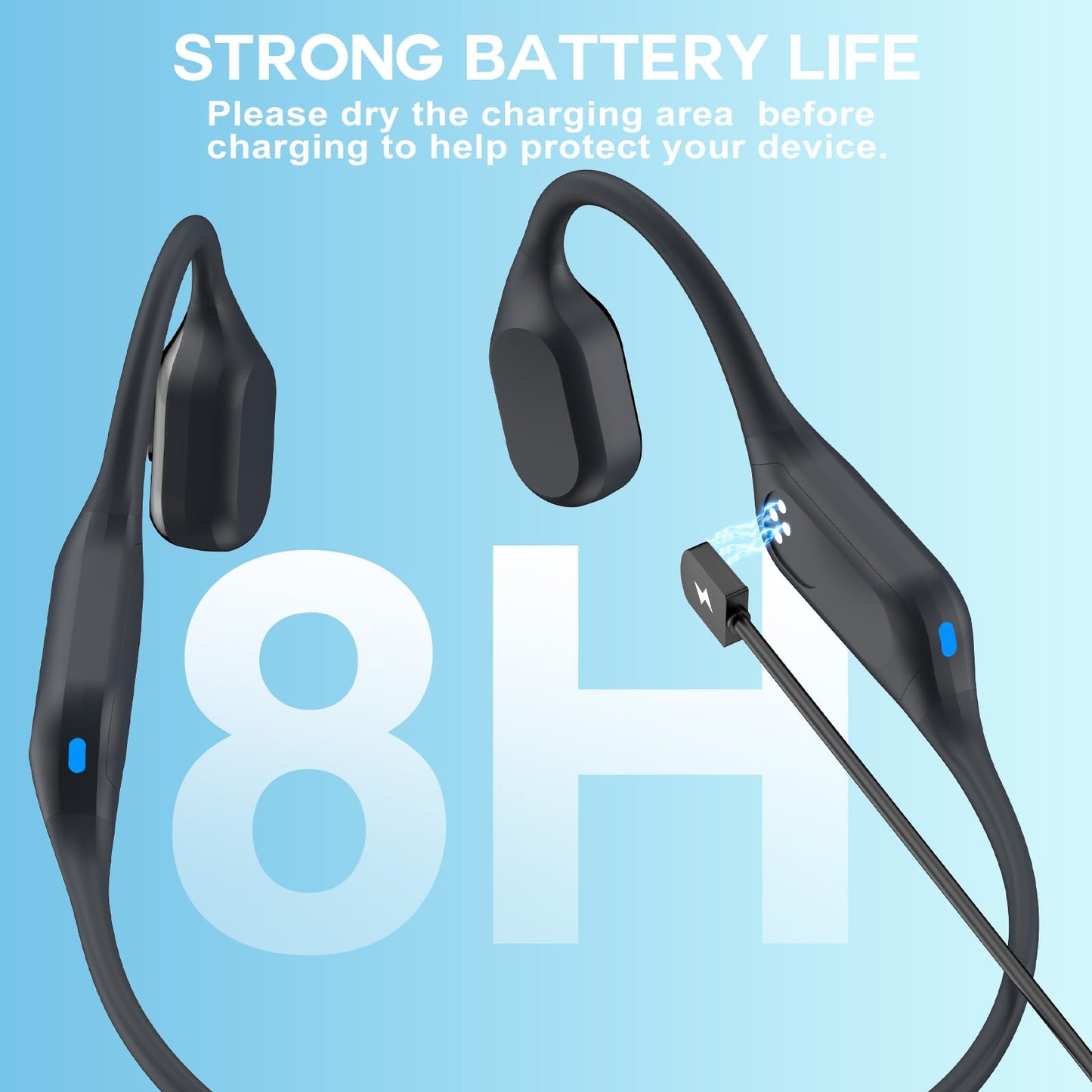 Swimming Headphone Open-Ear Bone Conduction-IP68 Waterproof Swim Earbuds with Bluetooth 5.4 Sport Headset with Safelight, 32G MP3 Memory Underwater…