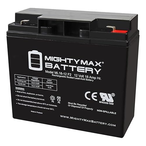 Mighty Max Battery ML18-12F2-12 Volt 18 AH, F2 Terminal, Rechargeable SLA AGM Battery