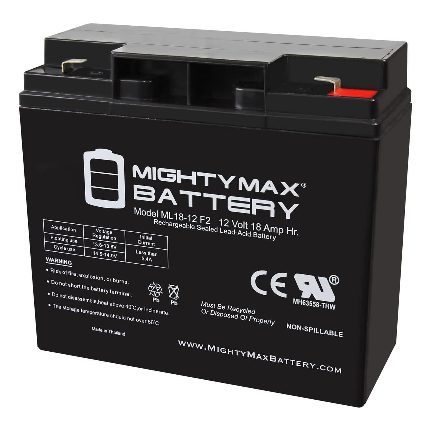 Mighty Max Battery 12v 18ah f2 sla replacement battery for power sonic ps-12180