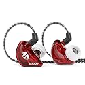 BASN Bsinger BC100 in Ear Monitor Headphones Universal Fit Noise Isolating IEM Earphones for Musicians Singers Studio Audiophiles (Red)