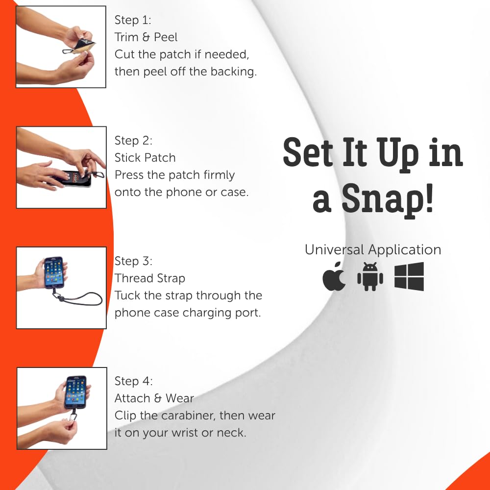 Phone Lanyard, Ripstop Nylon Insert for Case, Compatible with iPhone, Samsung, Android, Works with Neck & Wrist Straps RED