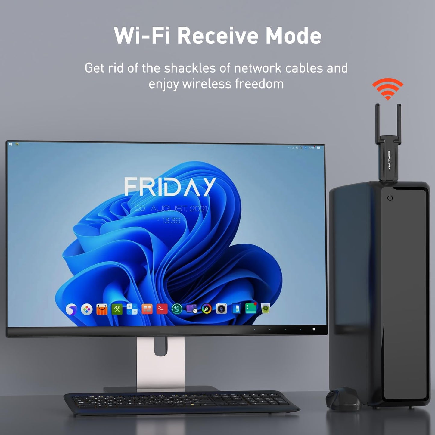 CY-SUZON WiFi Adapter for Desktop PC, AX900 USB WiFi 6 Adapter with 5GHz/2.4GHz Dual Band, OFDMA, MU-MIMO, WPA3,Bulit-in Driver for Windows 10/11