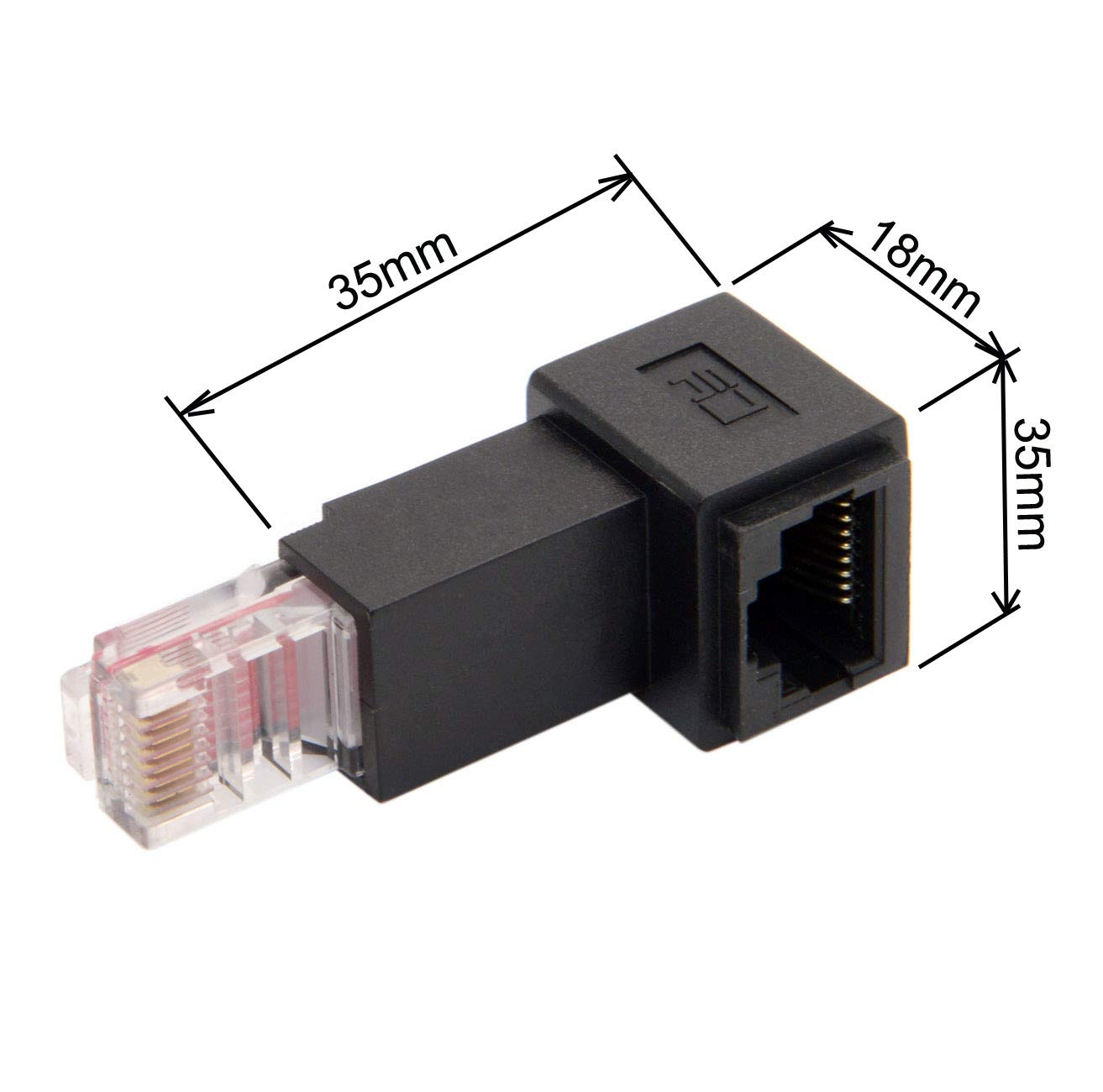 cablecc Up Angled 90 Degree 8P8C FTP STP UTP Cat 5e Male to Female LAN Ethernet Network Extension Adapter