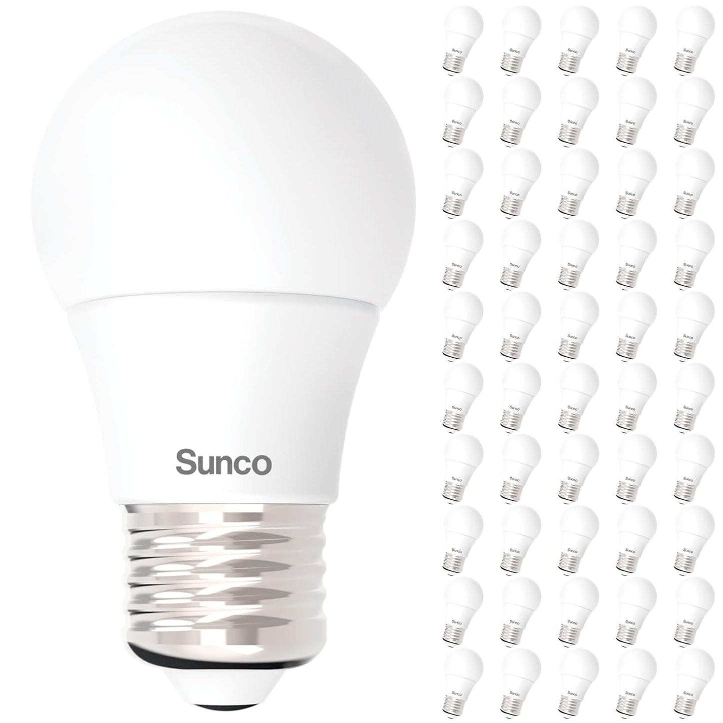 Sunco 50 Pack A15 LED Light Bulb, E26, 8W=60W, 4000K Cool White, Dimmable