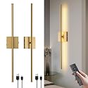 usiopup Battery Operated Wall Sconces Set of Two,Rechargeable Bathroom Light Fixtures with Remote,Bathroom Vanity Lights,Wireless Wall Lamps