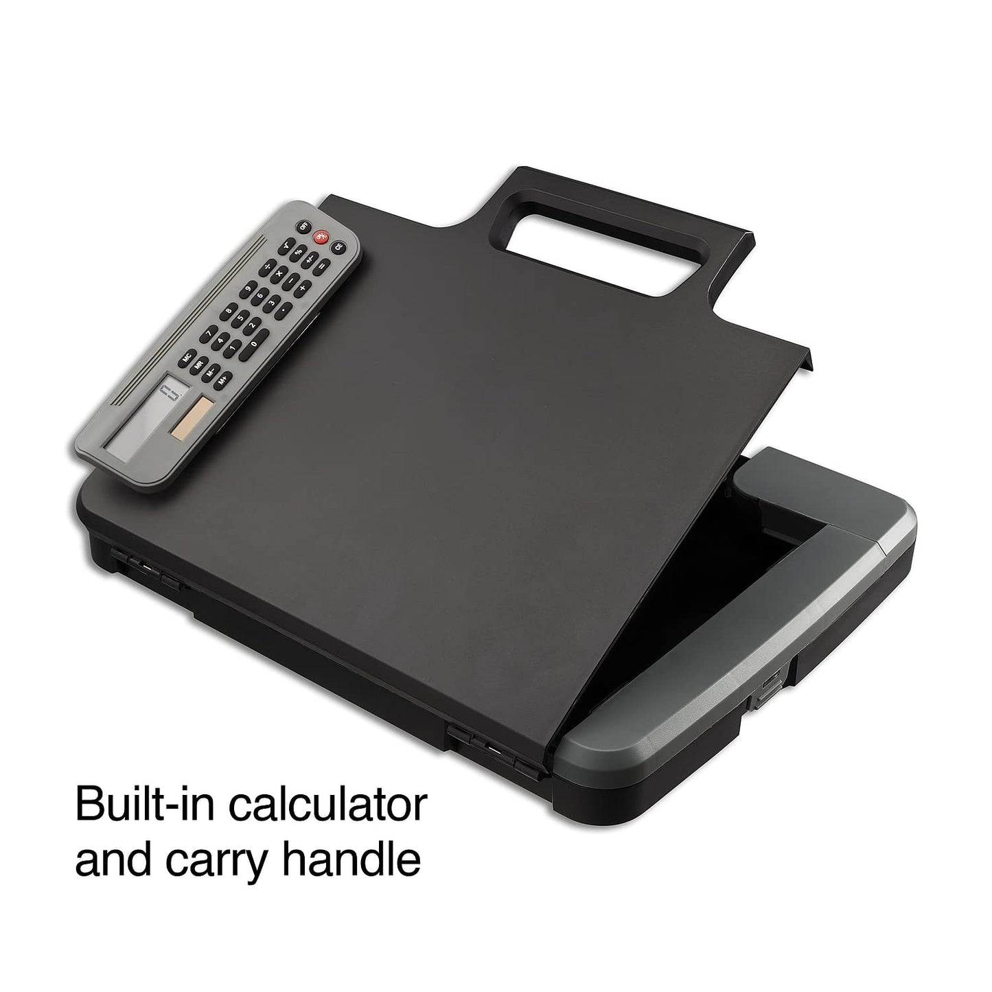 Staples Heavy?Duty Portable Clipboard with Calculator, Black - Multi?Function Clipboard