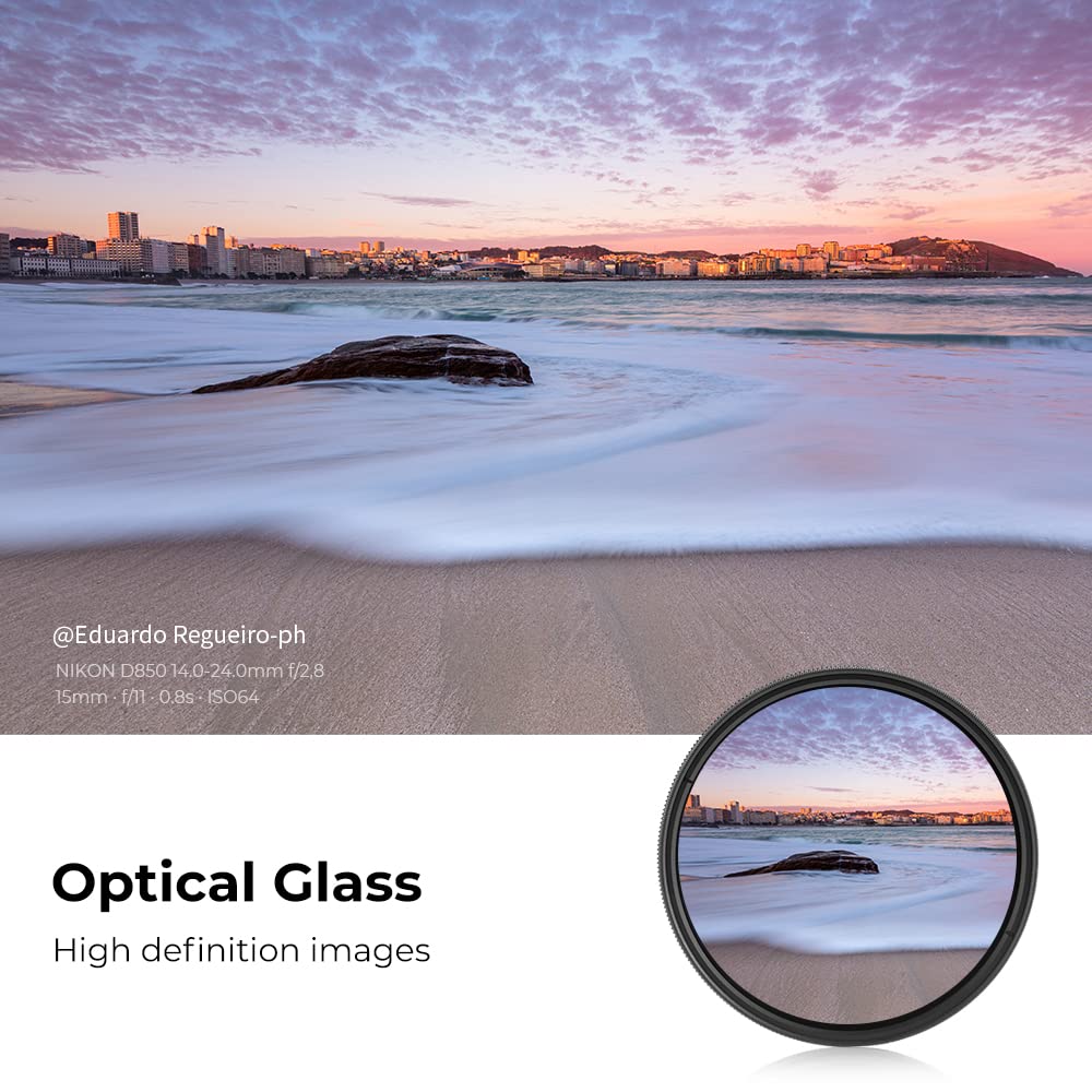 K&F CONCEPT 46mm Variable ND2-ND400 ND Lens Filter (1-9 Stops) for Camera Lens, Adjustable Neutral Density Filter with Microfiber Cleaning Cloth