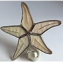 Starfish Star Fish Night Light - Real Stained Glass with Silver Finish - Coastal Ocean Decor - Includes Standard Base with 5W Bulb - Juhlin Glass