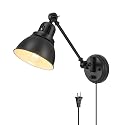 GOODATE Plug in Wall Sconces, Wall Sconce Lighting with Dimmable On Off Switch, Swing Arm Wall Lamp, Black Metal Industrial Wall Light Fixtures