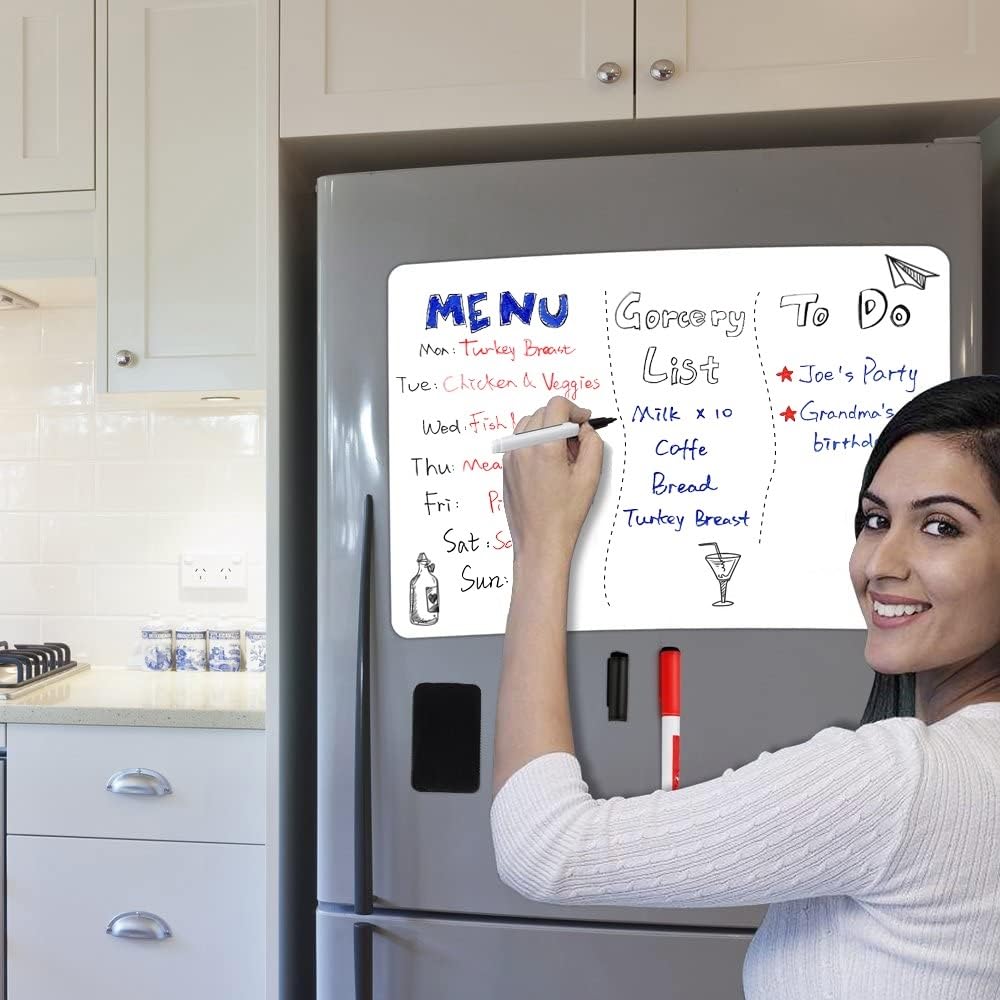 ANLIOTE Magnetic Dry Erase Board Fridge Whiteboard Sheet 20"x13"