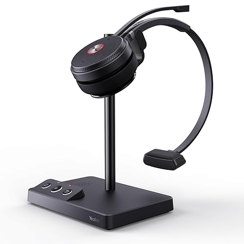 Yealink WH62 Mono UC DECT Wireless Headset 525 ft Range for Zoom Skype Certified Work Headset with 2X Noise Canceling Mic for IP Phone and Computer