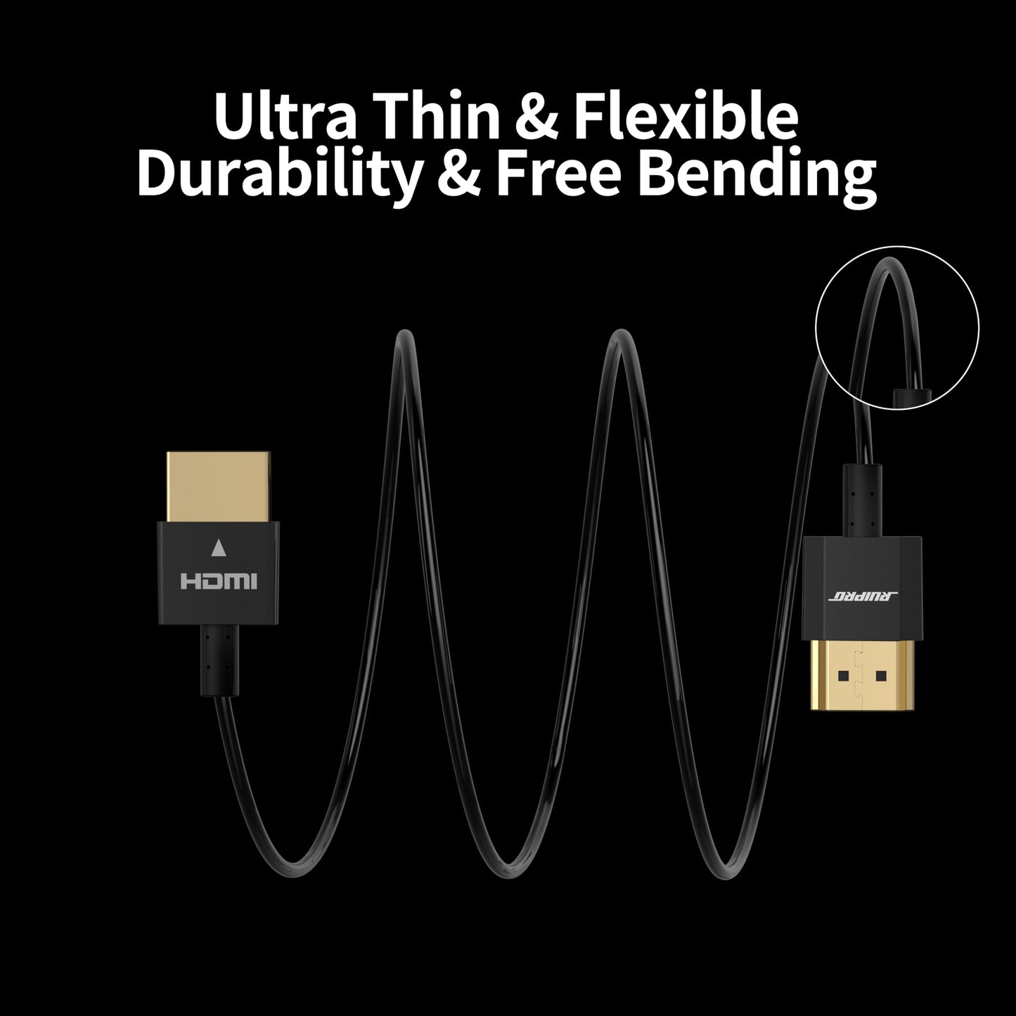 RUIPRO Ultra Thin 8K HDMI 2.1 Certified Cable 3FT, Ultra High Speed 48Gbps, Short HDMI Cable, Support 8K@60Hz 4K@120Hz, Dynamic HDR, eARC, Compatible