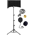 GLEAM Microphone Isolation Shield - Tripod Stand 2 ft 6" to 5 ft 10" Height Adjustable Stand Compatible w/Blue Yeti, AT2020, AKG, Rode Microphones