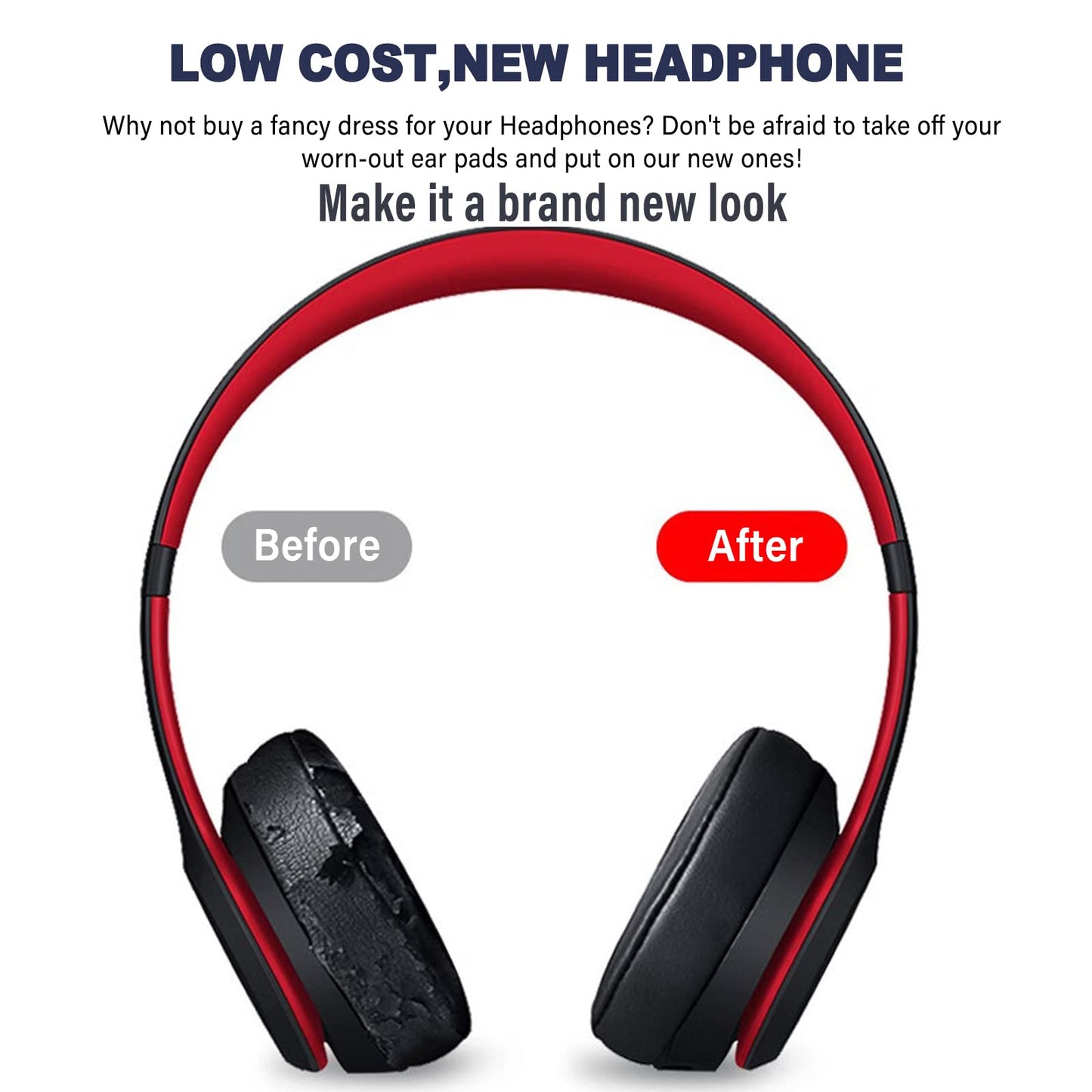 Solo 2 3 Earpads Replacement Ear Cushions Compatible with Beats Solo 2.0/3.0 Wireless On Ear Headphones Ear Pads Noise Cancellation Soft Protein