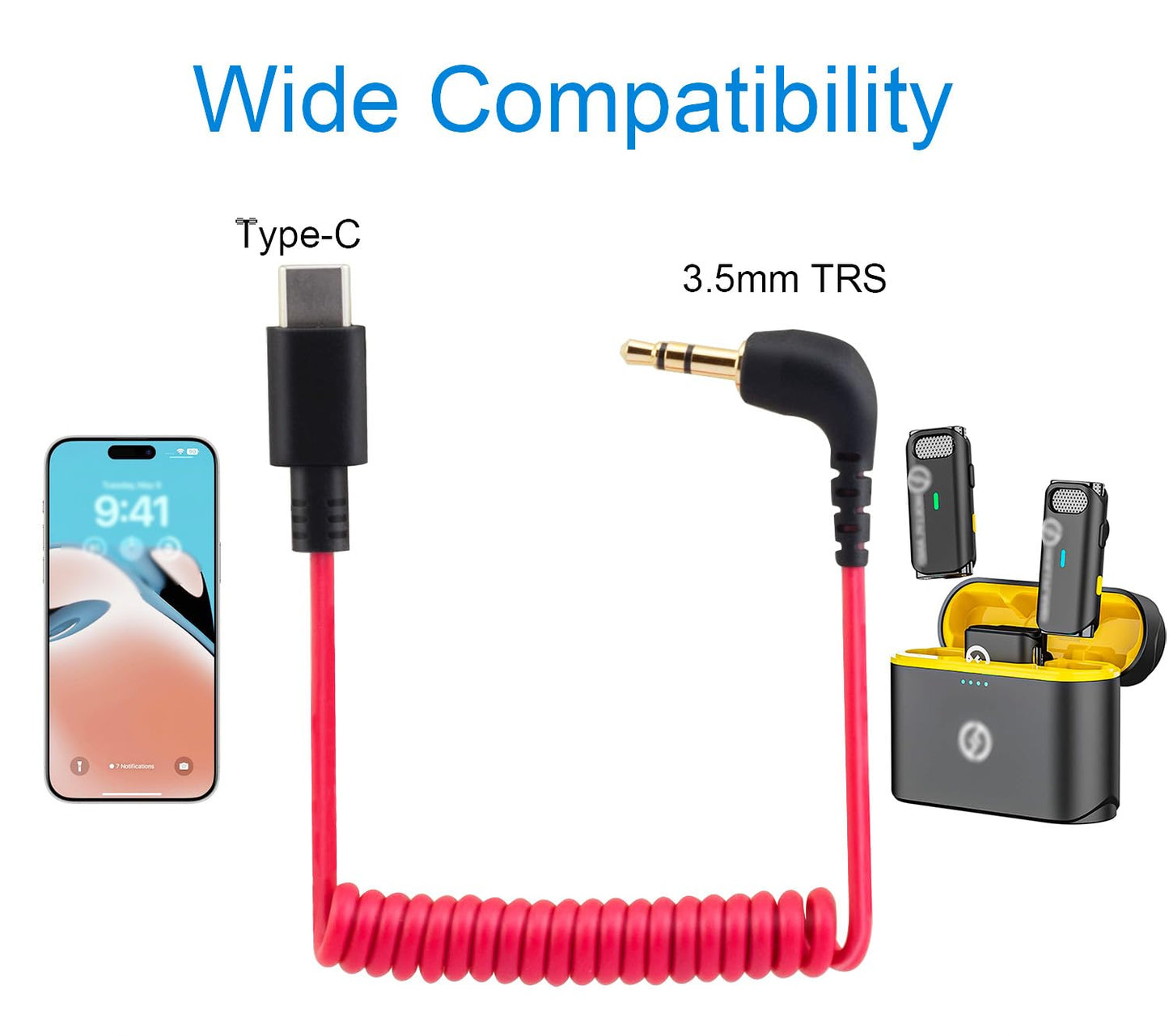 JCMOYUTY for Rode Wireless GO 2 / ME/Pro USB C to 3.5mm TRS Microphone Adapter Mic Cable, for Hollyland Lark M1 / M2 / MAX / 150 / M1 / MAX Duo DAC