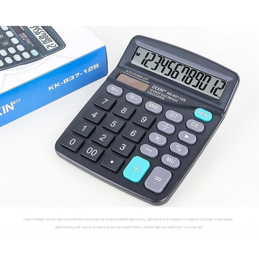 Calculator 12 Digit Office Calculators with Large LCD Display, Dual Solar Power and Battery Large Button Calculator Financial Office School