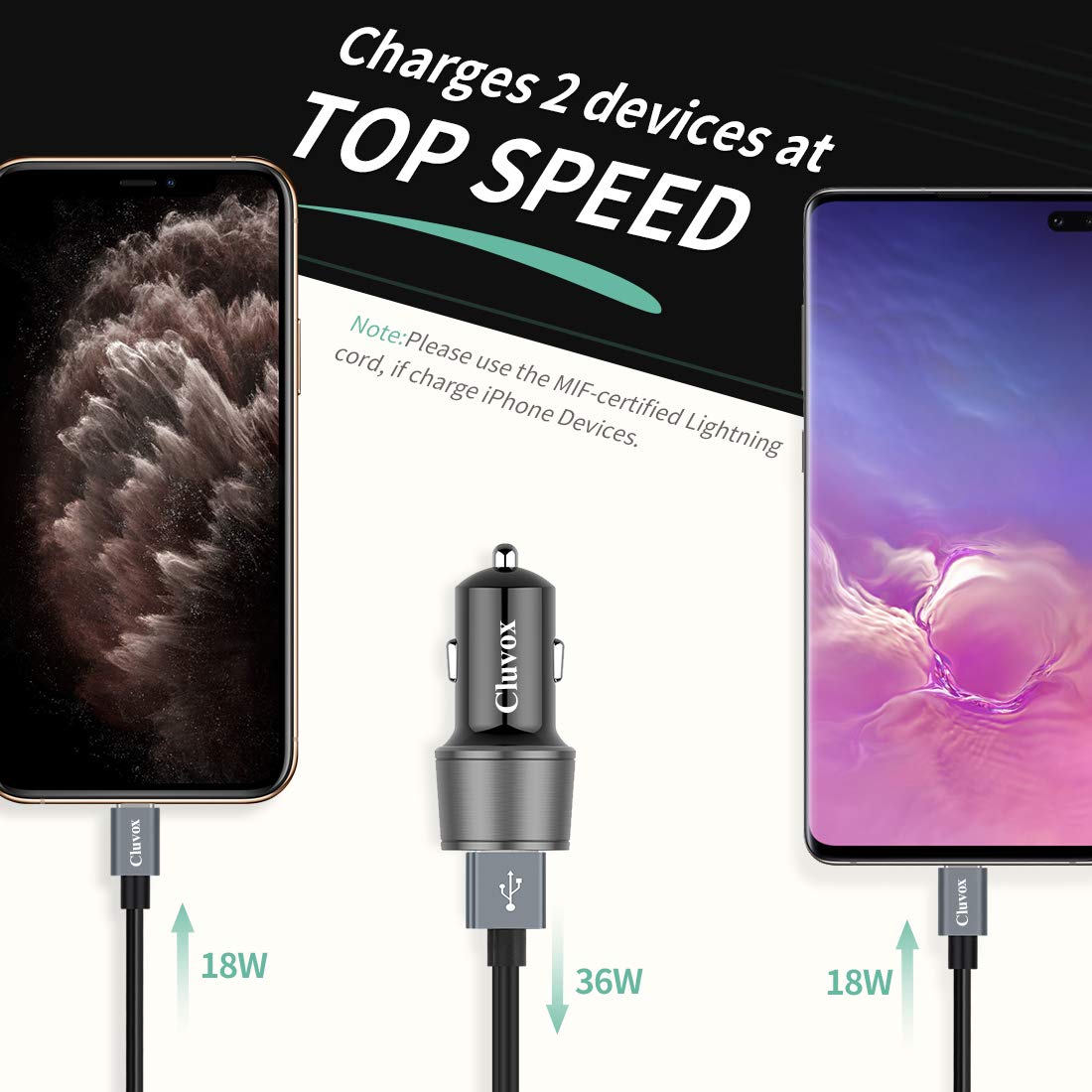 Rapid USB C Car Charger, Compatible for Samsung Galaxy S26/S25 Plus/Ultra/S24/S23/S22/S21/Note 20/10/S20/S10+/S9/A56/A36/A50/A70, Quick Charge 3.0