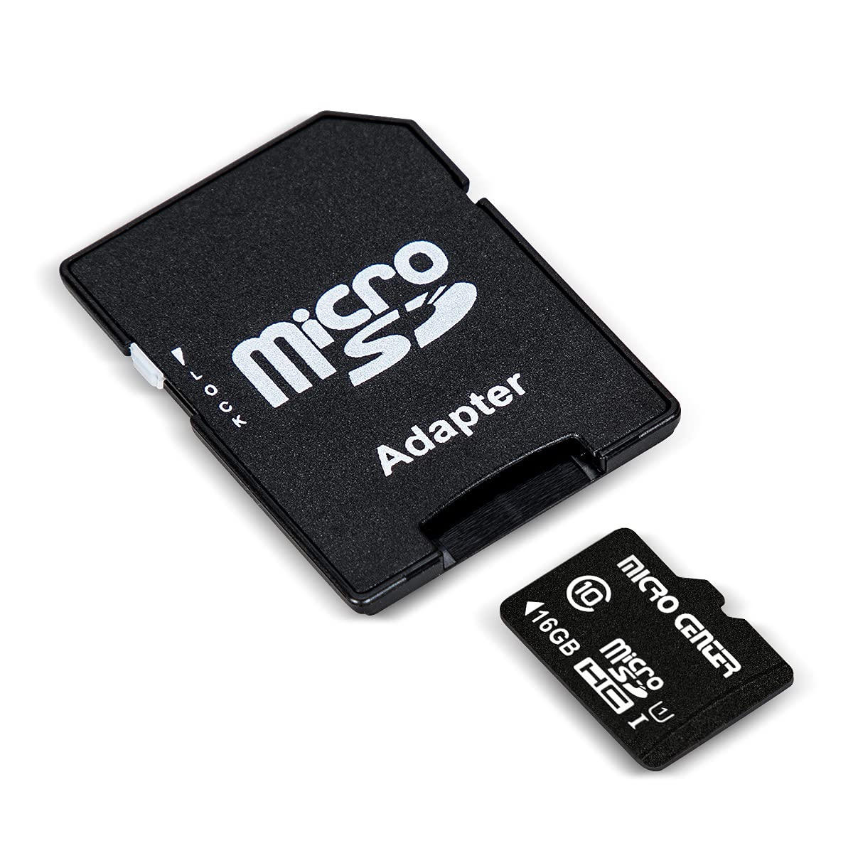 Micro Center 16GB Class 10 Micro SDHC Flash Memory Card with Adapter for Mobile Device Storage Phone, Tablet, Drone & Full HD Video Recording - 80MB/s