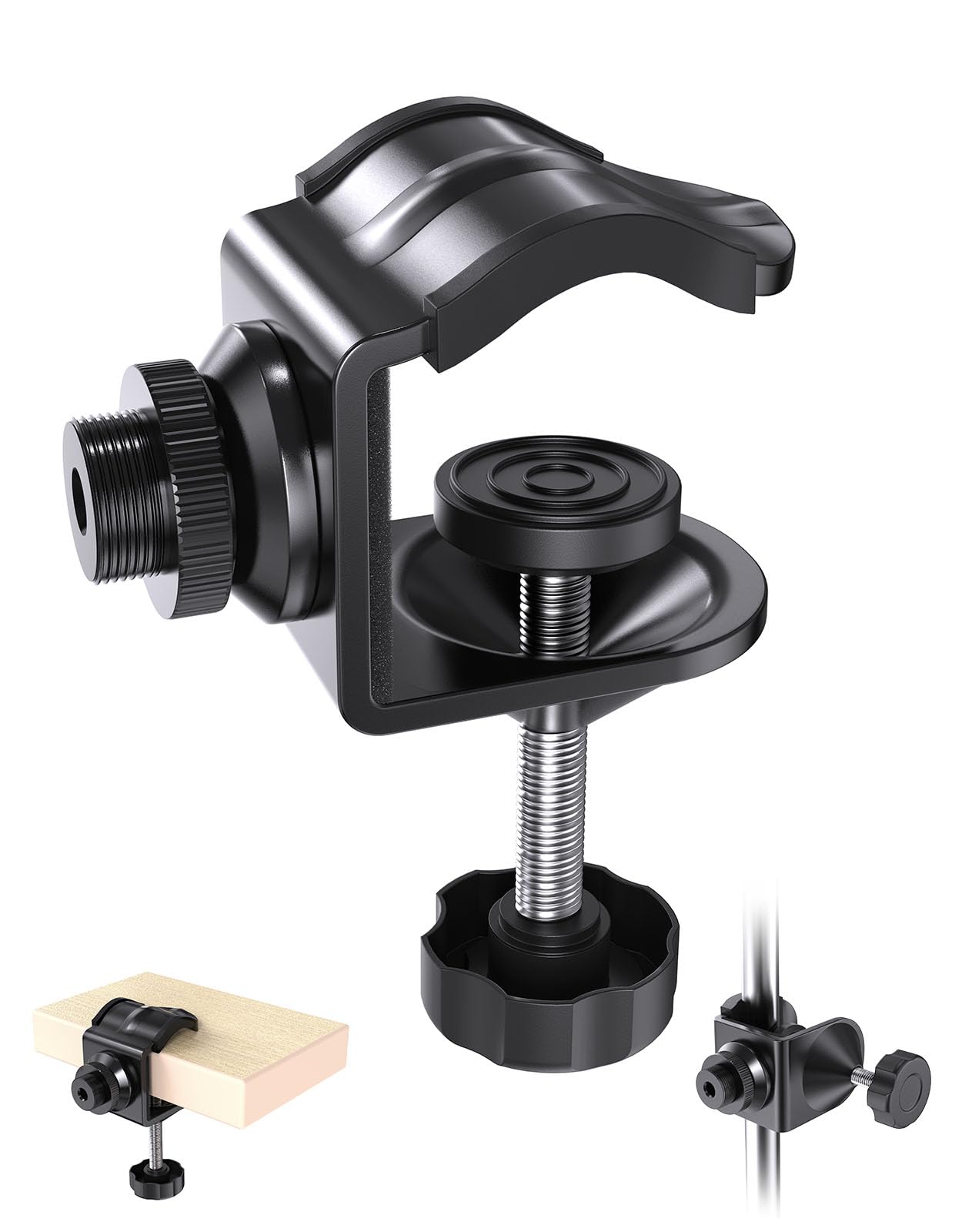 Kubeisi Desk Metal Mic Clamp, Microphone Pole Clamp for Mic Arm Desk Stand & Gooseneck Microphone Stand, Streaming Accessories with 5/8" Threaded