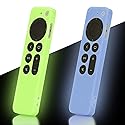 LEFXMOPHY Silicone Cases for Apple TV Remote Case 2021-2024 4K Siri 2nd 3rd Generation - Cover Skin for AppleTV Control 2-Pack Green and Blue Glow in