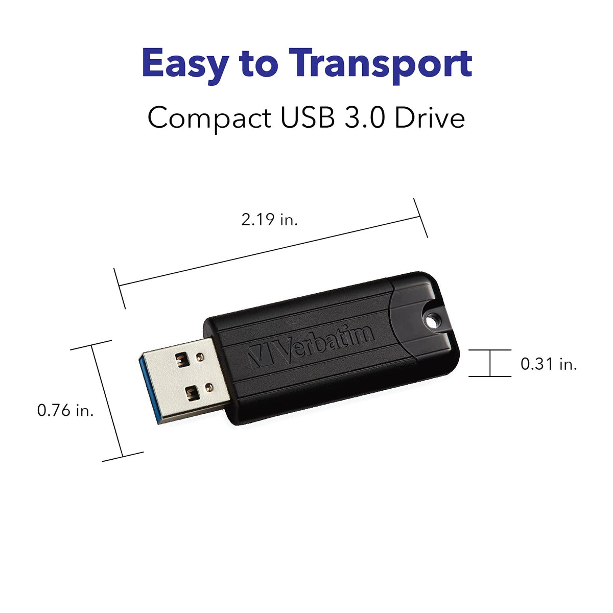 Verbatim 256GB Pinstripe USB 3.2 Gen 1 Flash Drive Retractable Thumb Drive - Black