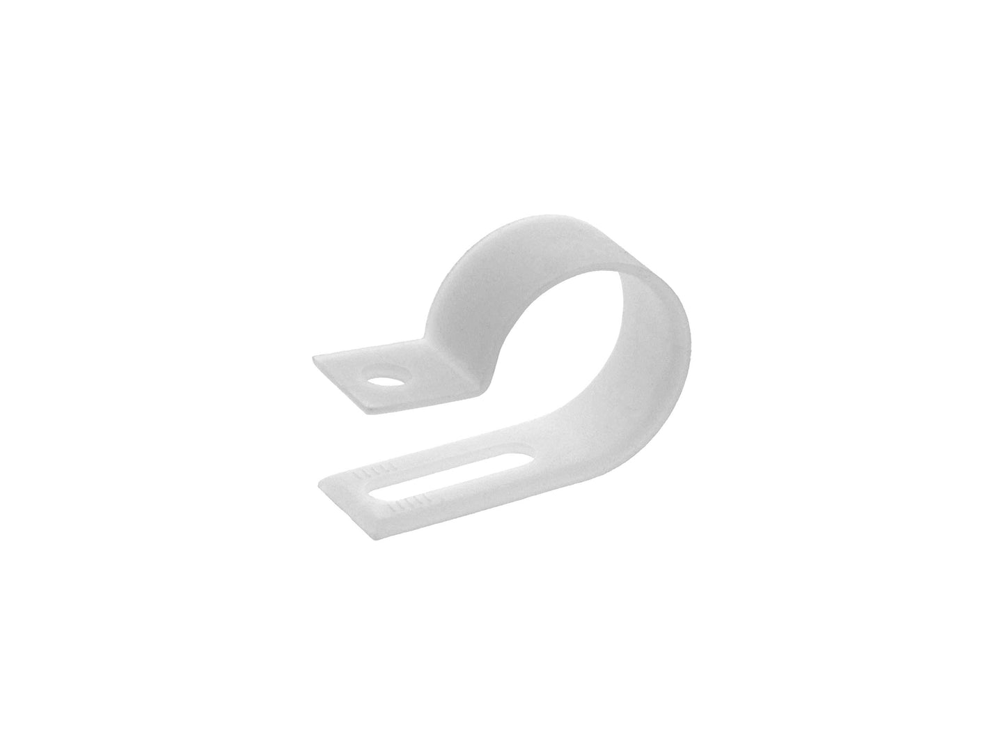 Secure 3/4 Inch Standard R Type Natural Nylon Screw Mount Cable Clamp for Wire Management - 100 Pack