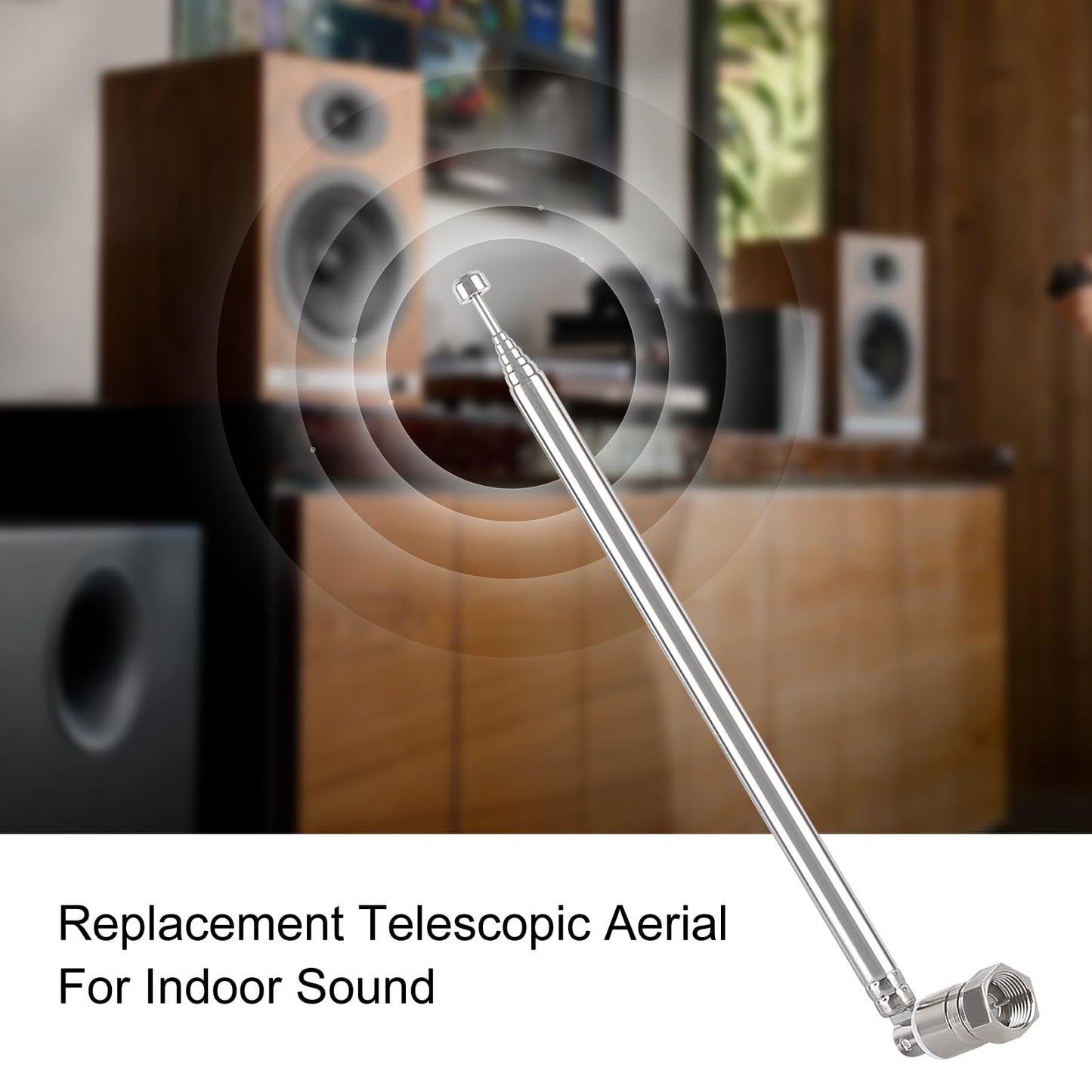 FM Radio Telescopic Antenna 75 Ohm F Type Male Plug with Adapter for Indoor FM/AM Radio Table TV, HiFi AV Stereo Receiver, Mini System