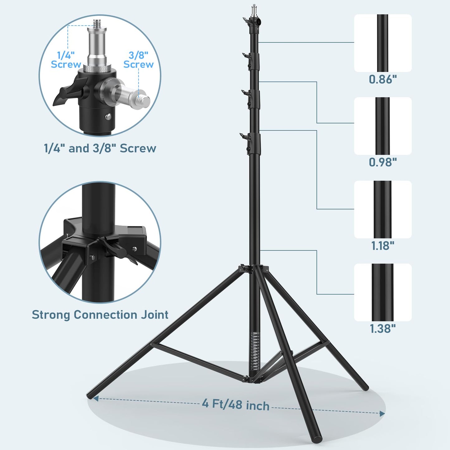 13.1' Heavy Duty Light Stand Photography, Sdfghj 157.2in/4m/400cm Adjustable Metal Professional Sky High Tripod with Built-in Spring Cushion