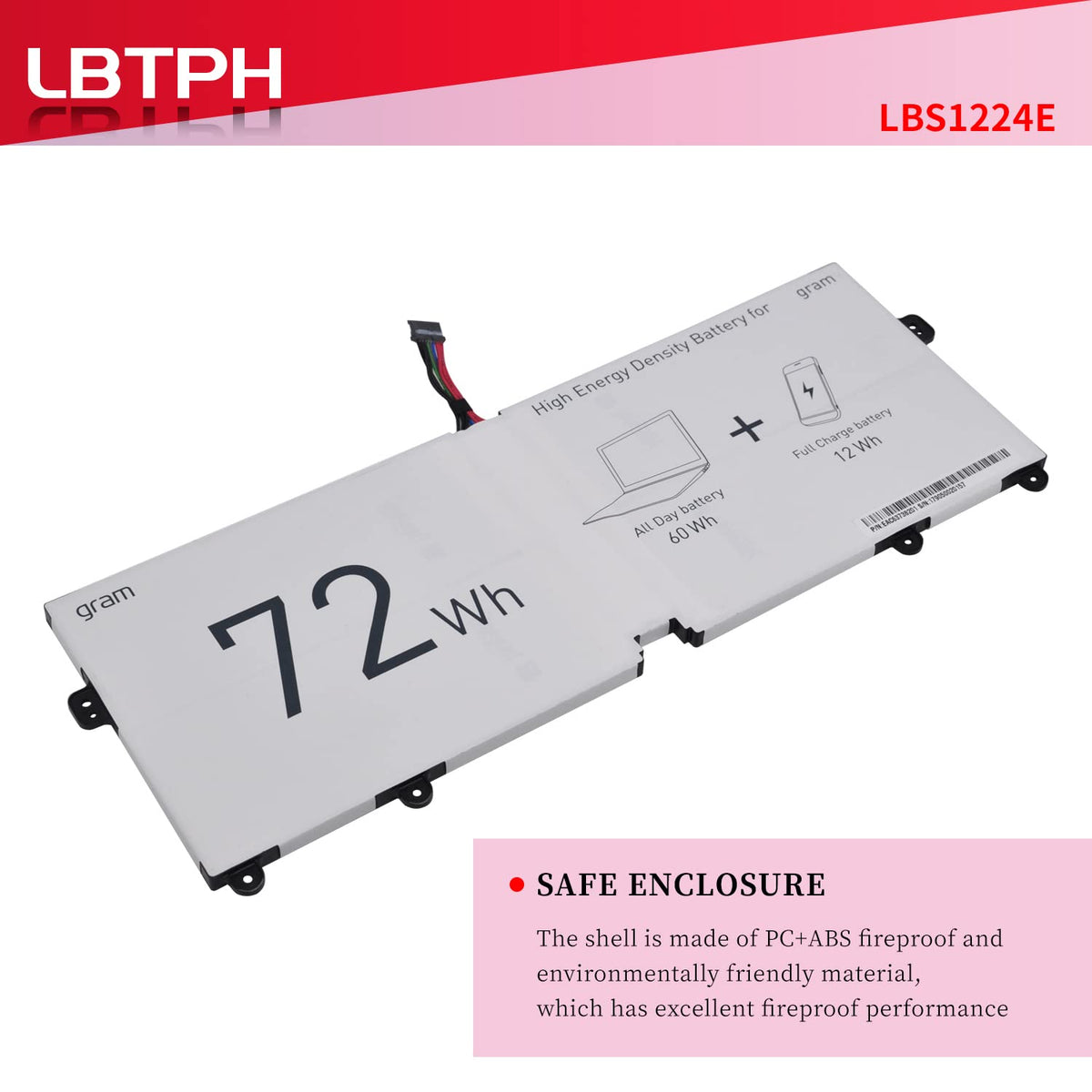 LBS1224E 72Wh Laptop Battery for LG Gram 2018 13Z980 13Z990 14Z980 14Z990