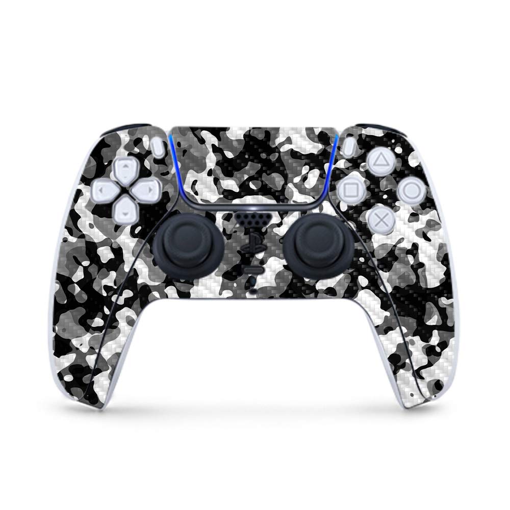 MightySkins Carbon Fiber Gaming Skin for PS5 / Playstation 5 Controller - Black Modern Camo | Durable Textured Carbon Fiber Finish | Easy to Apply