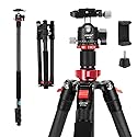 CAVIX Professional 62" Carbon Fiber Camera Tripod, Tripod & Monopod 2 in 1, Lightweight Travel Tripod with 360° Ball Head, Arca Quick Release, 22lb