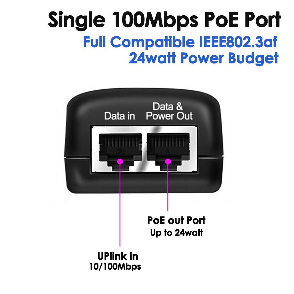iCreatin Wall Plug POE Injector with 48v Power Supply 802.3af for Most Cisco/Polycom/Aastra Phones and More
