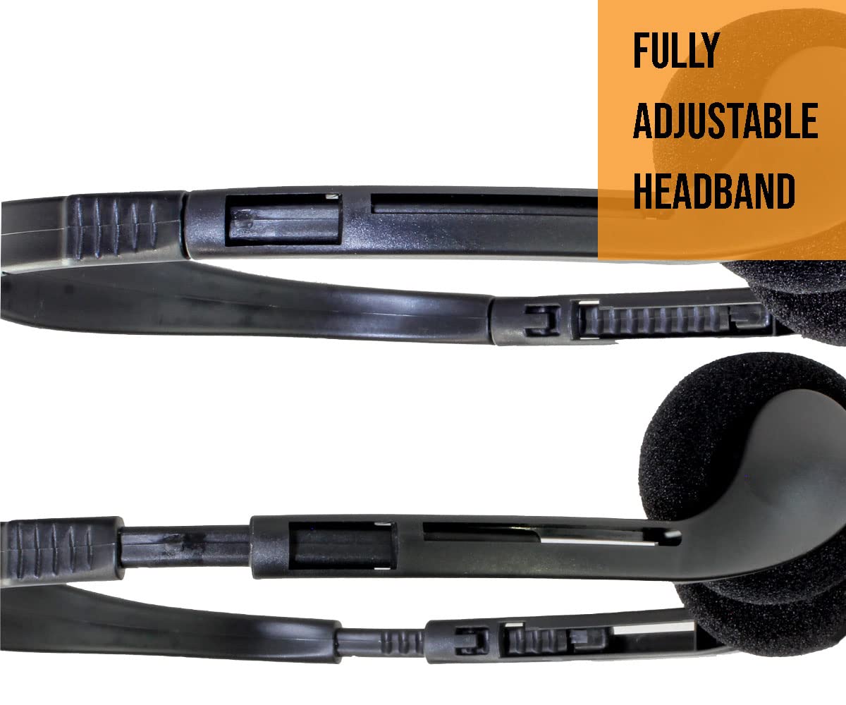 Soundnetic SN09 Bulk Headphones 50 Pack - Disposable Stereo Classroom Headphones, Black - Affordable for Schools, Testing, Libraries