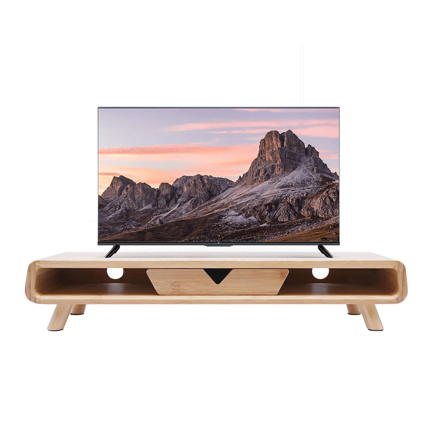 FFanhia Bamboo Monitor Stand Riser Exquisite Monitor Stand with Drawer Ergonomic Height Wood Monitor Stand, No Assembly Required