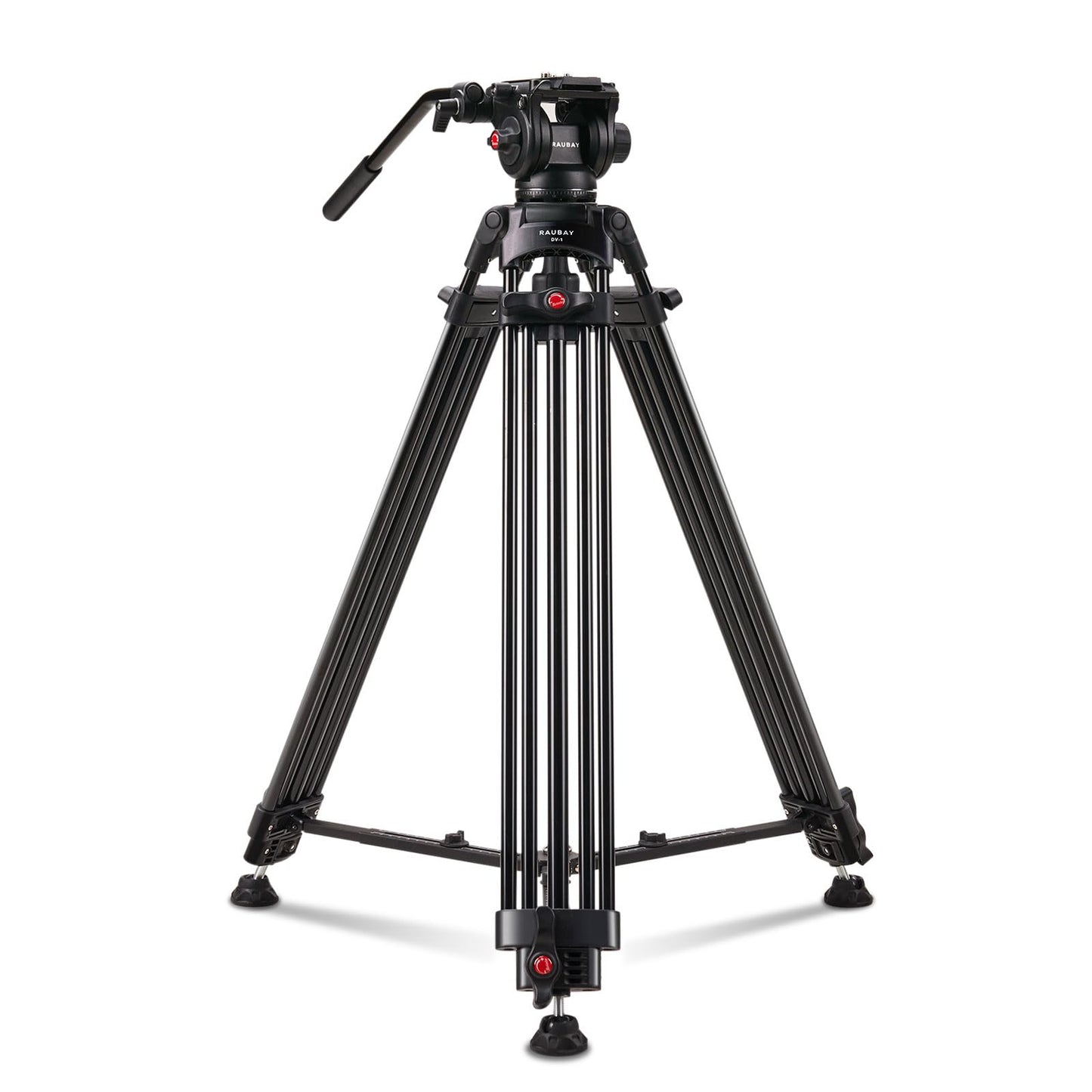 RAUBAY 70.8" Professional Heavy Duty Video Camera Tripod with Fluid Head, QR Plate for DSLR Camcorder, Max Loading 17.6lbs, Aluminum Twin Tube Leg