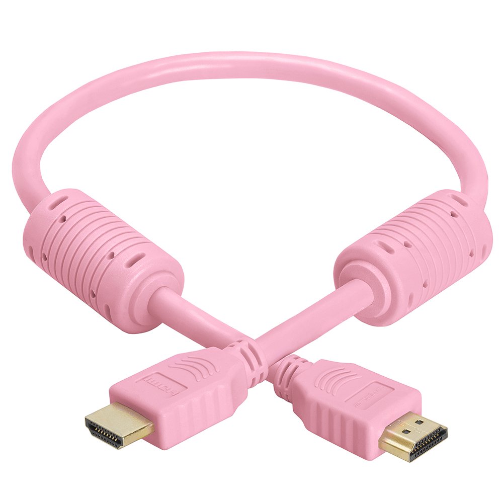 Cmple - HDMI Cable 1.5FT High Speed HDTV Ultra-HD (UHD) 3D, 4K @60Hz, 18Gbps 28AWG HDMI Cord Audio Return 1.5 Feet Pink