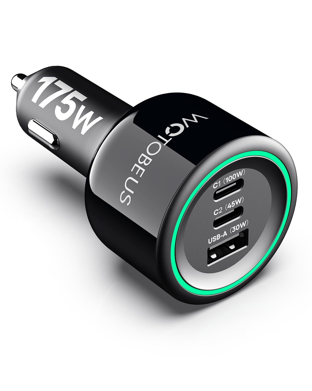 WOTOBEUS 175W 3-Ports USB C Car Charger with Color-Changing LED Indicator, PD3.0 100W 65W PPS45W Fast Charging, Compatible with iPhone 17 16 15 Galaxy
