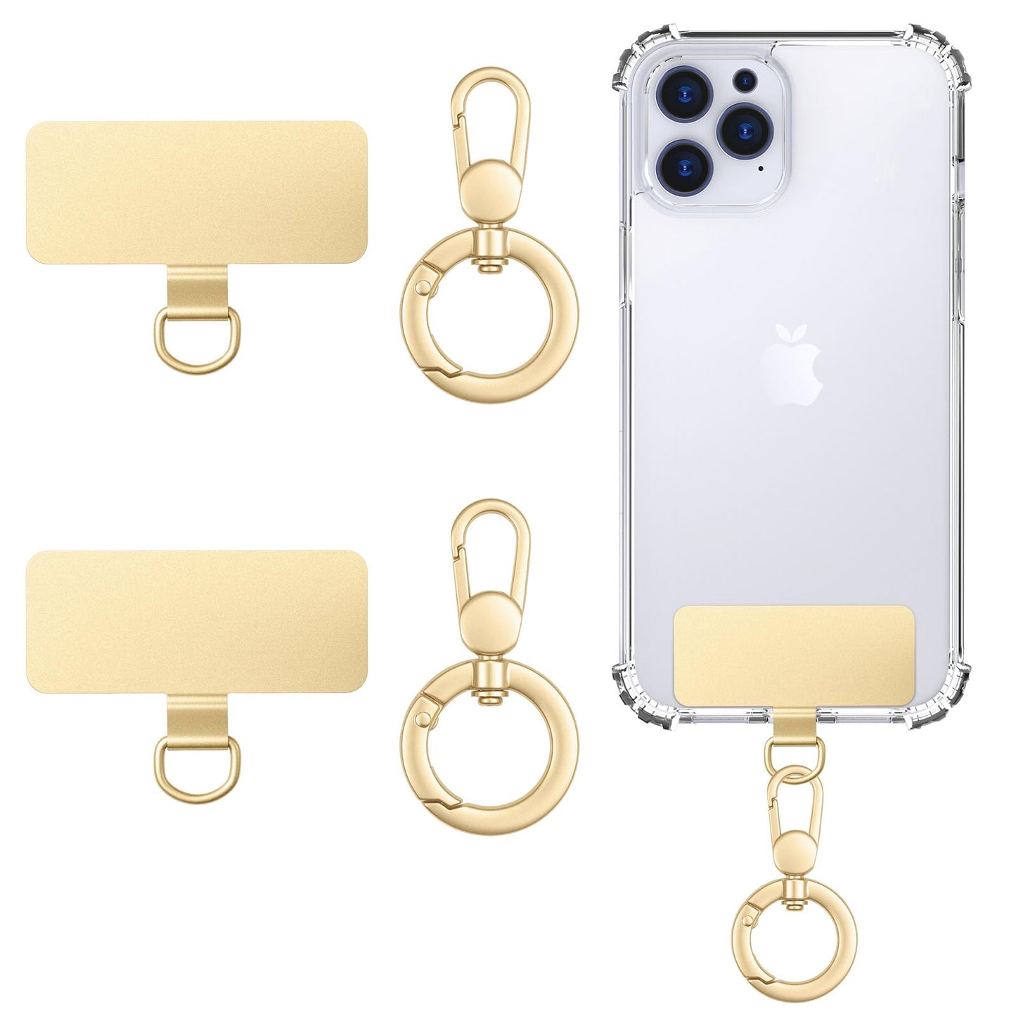 MoKo Heavy Duty Phone Tether Tab ×2, 360° Rotatable Spring O Ring ×2, Metal Ultra-Thin Cellphone Lanyard Pads Cellphone Strap Patches Connector Tether