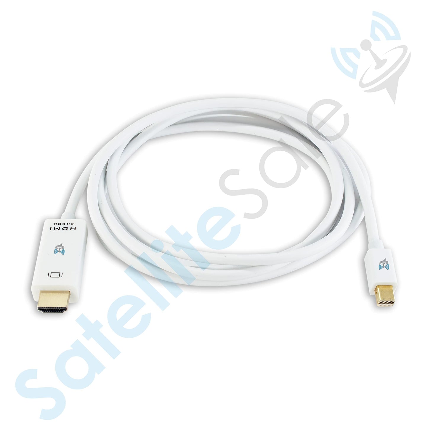 SatelliteSale Uni-Directional Mini DisplayPort to HDMI Cable Male to Male 4K/60Hz 8.64Gbps Universal Wire PVC White Cord 15 feet