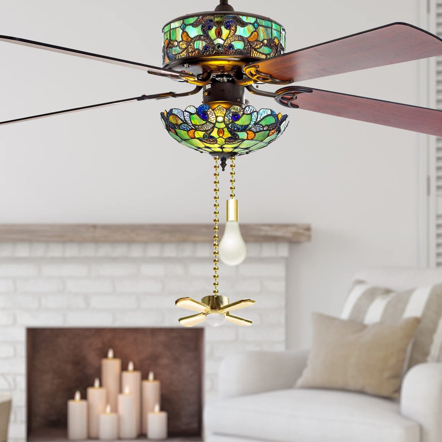 Ceiling Fan Pull Chain Fan Pulls 4PCS Light Fan Pattern Pull Chain Extension Fan Decorative 12 Inch Fan Pulls Set with Connector for Ceiling Fan