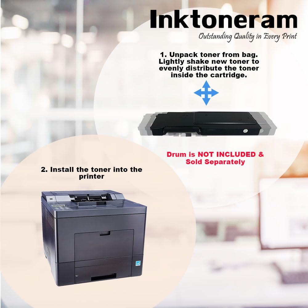 Inktoneram Compatible Toner Cartridges Replacement for Dell C3760n C3760dn C3765dnf W8D60 1M4KP XKGFP MD8G4 Extra High Yield