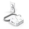 Surge Protector Power Strip, 8 Outlets with 4 USB Ports(2 USB C), 4-Sided 1050J Outlet Extender with 5FT Flat Extension Cord for Travel, Home, School