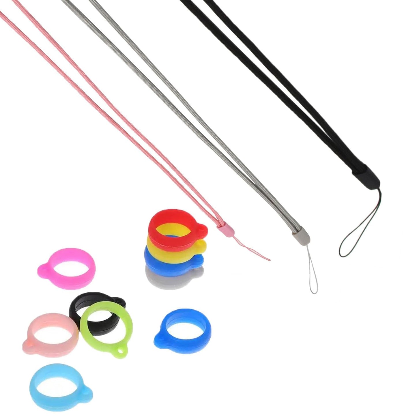 UtySty 20 Pack Anti-Lost Lanyard Set with Anti-Lost Silicone Rubber Ring Multipurpose Non Slip Elastic Loop Holder Lanyards Strap Neck Pendant for Air