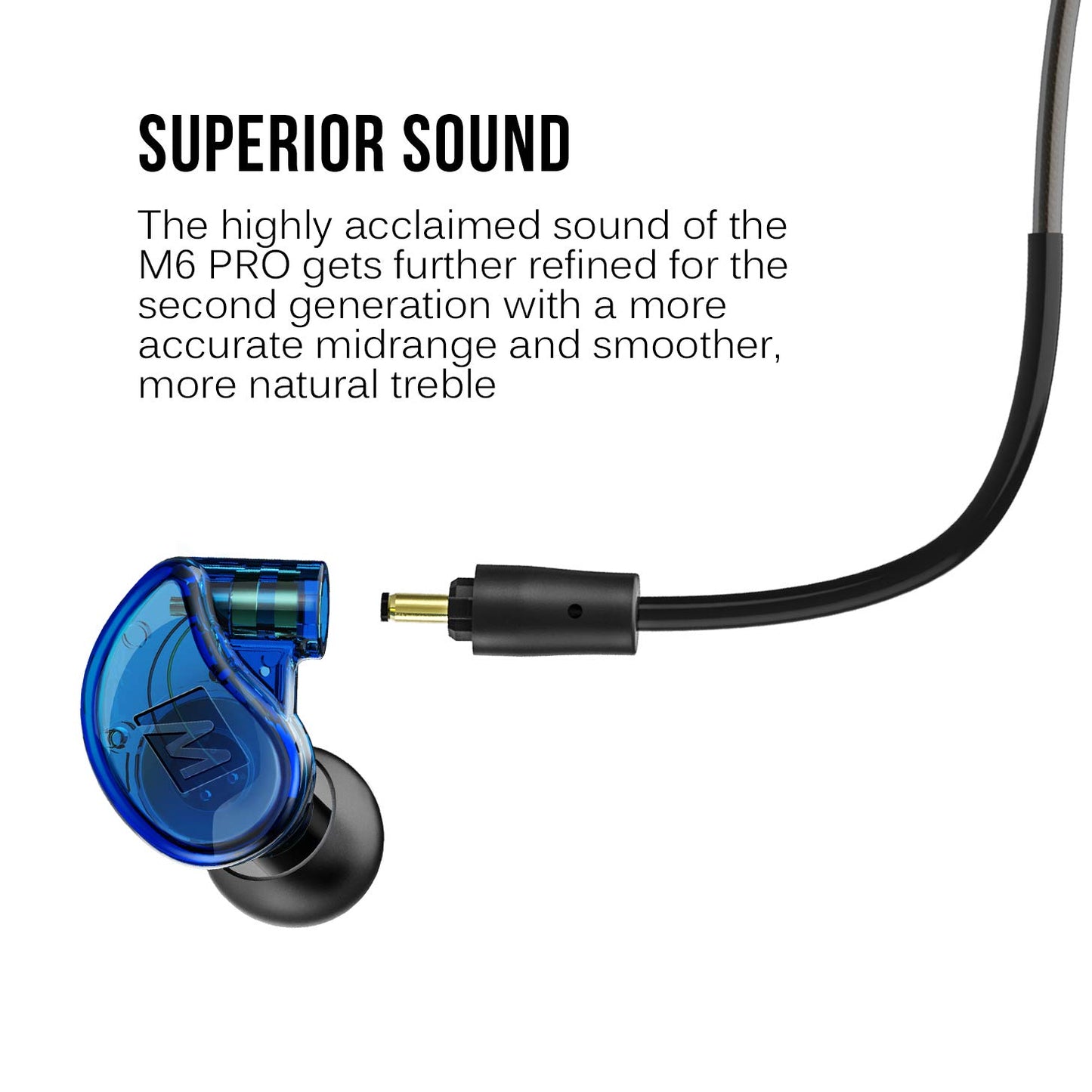 MEE audio M6 PRO In Ear Monitor Headphones for Musicians, 2nd Gen Model With Upgraded Sound, Memory Wire Earhooks & Replaceable Cables, Noise