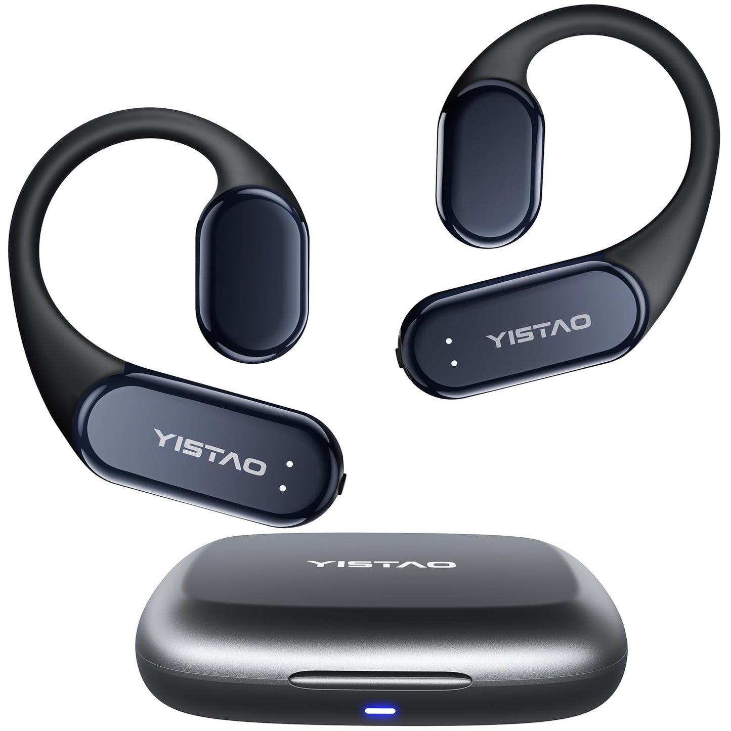 Yistao True Bone Conduction Headphones, Open Ear Earbuds with Ear Hooks, Up to 60 Hours Playtime with Charging Case, Bluetooth 5.3, IP68 Waterproof