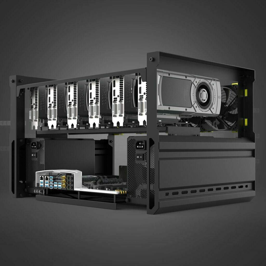 RXFSP 6/8 GPU Aluminum Stackable Open Air Mining Computer Frame Rig Ethereum Veddha (6GPU-T2)