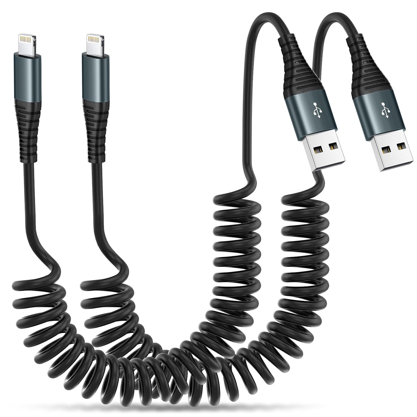 Heartbeats Coiled Lightning Cable 3FT 2 Pack MFi Certified Car iPhone Charger Cable?USB to Lightning Cable Compatible with iPhone 14/13/12/11 Pro…